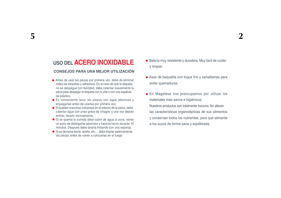 Im_family-03, Acero inoxidable, Uso del | Magefesa IM FAMILY User Manual | Page 3 / 8