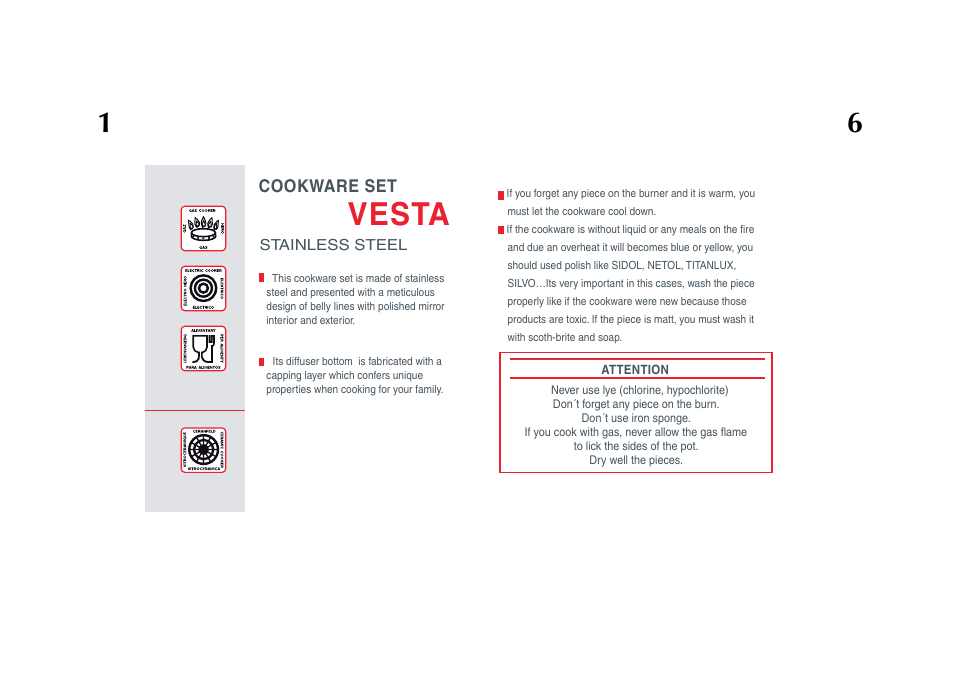 Im_vesta_usa-02, Vesta, Cookware set | Magefesa IM VESTA User Manual | Page 6 / 8