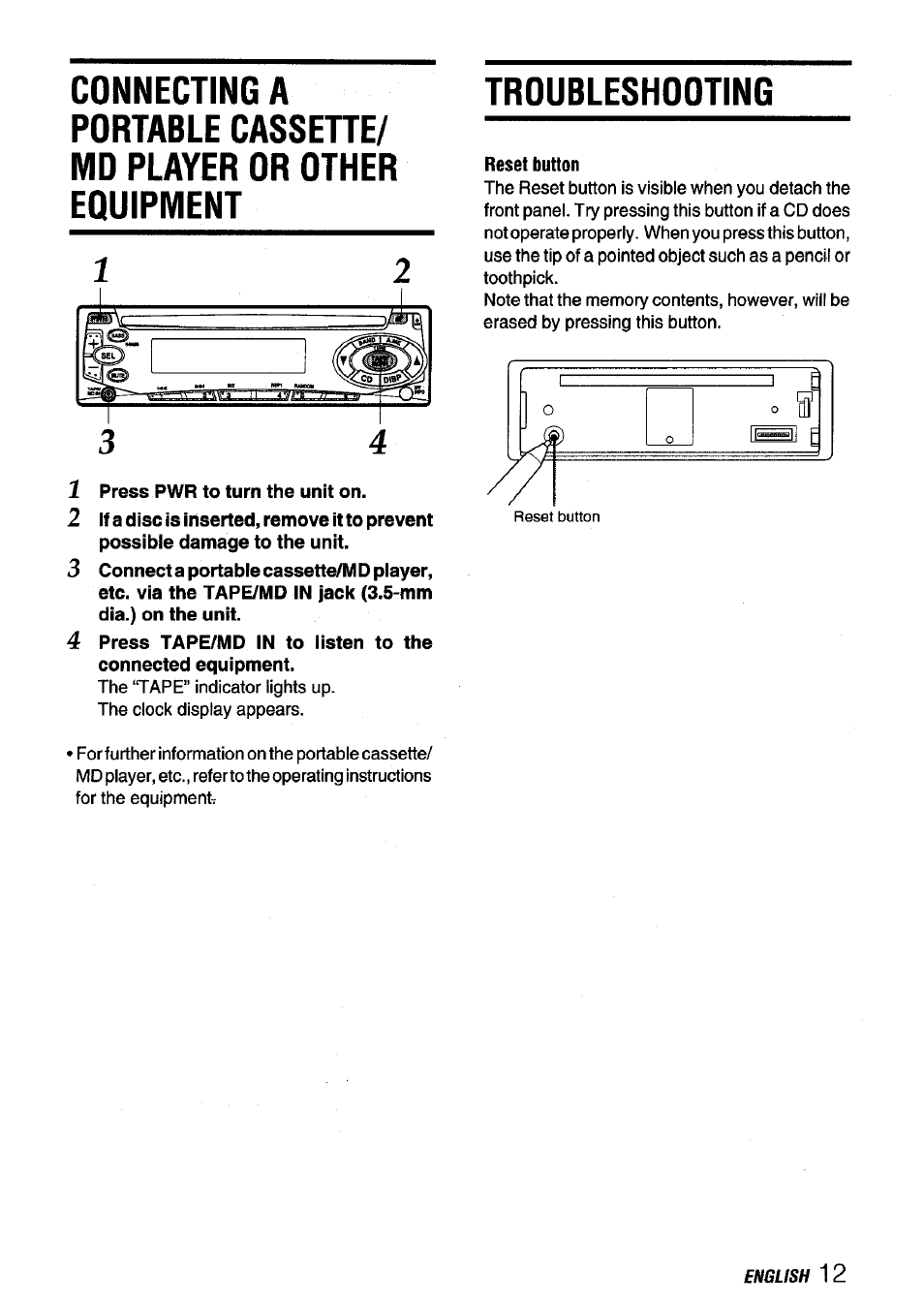 1 press pwr to turn the unit on, Troubleshooting | Aiwa CDC-X136 User Manual | Page 13 / 44