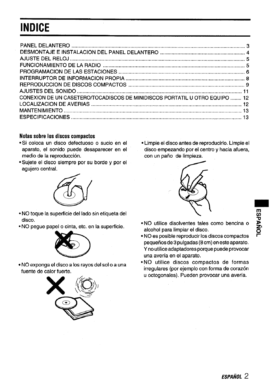 Indice | Aiwa CDC-X136 User Manual | Page 17 / 44