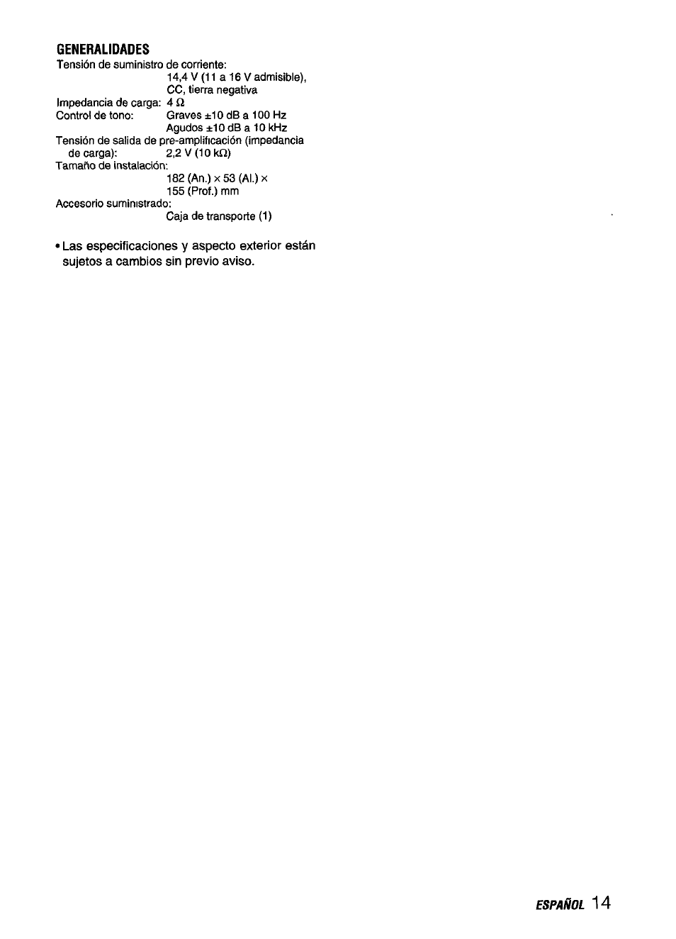 Generalidades | Aiwa CDC-X136 User Manual | Page 29 / 44