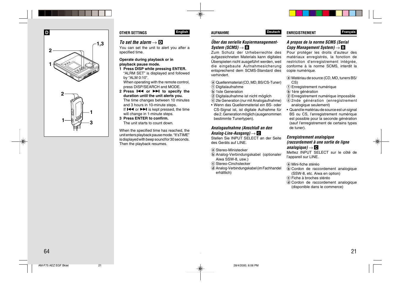 Aiwa AM-C75 User Manual | Page 21 / 42