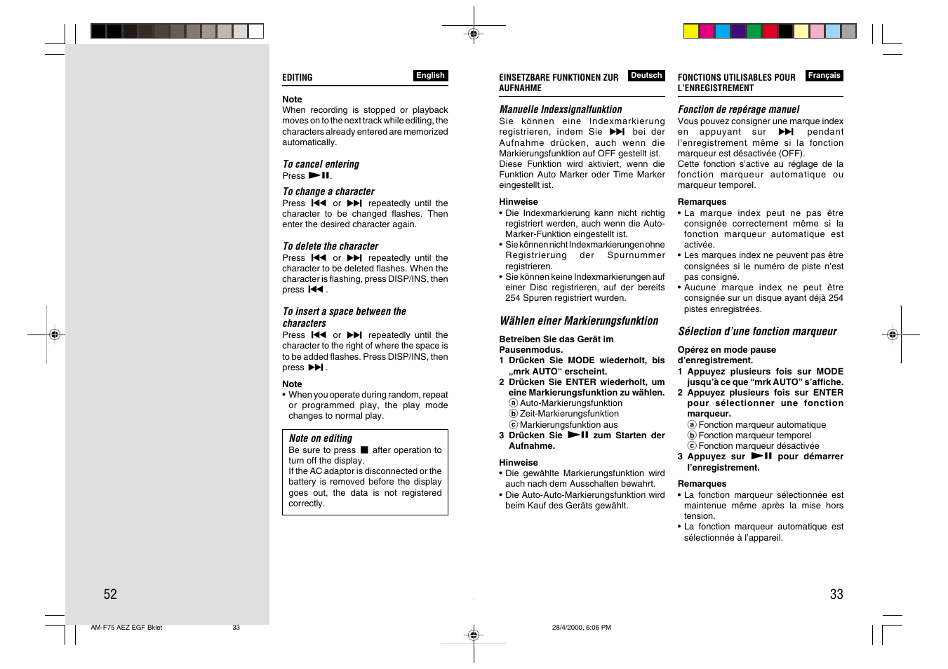 Aiwa AM-C75 User Manual | Page 33 / 42