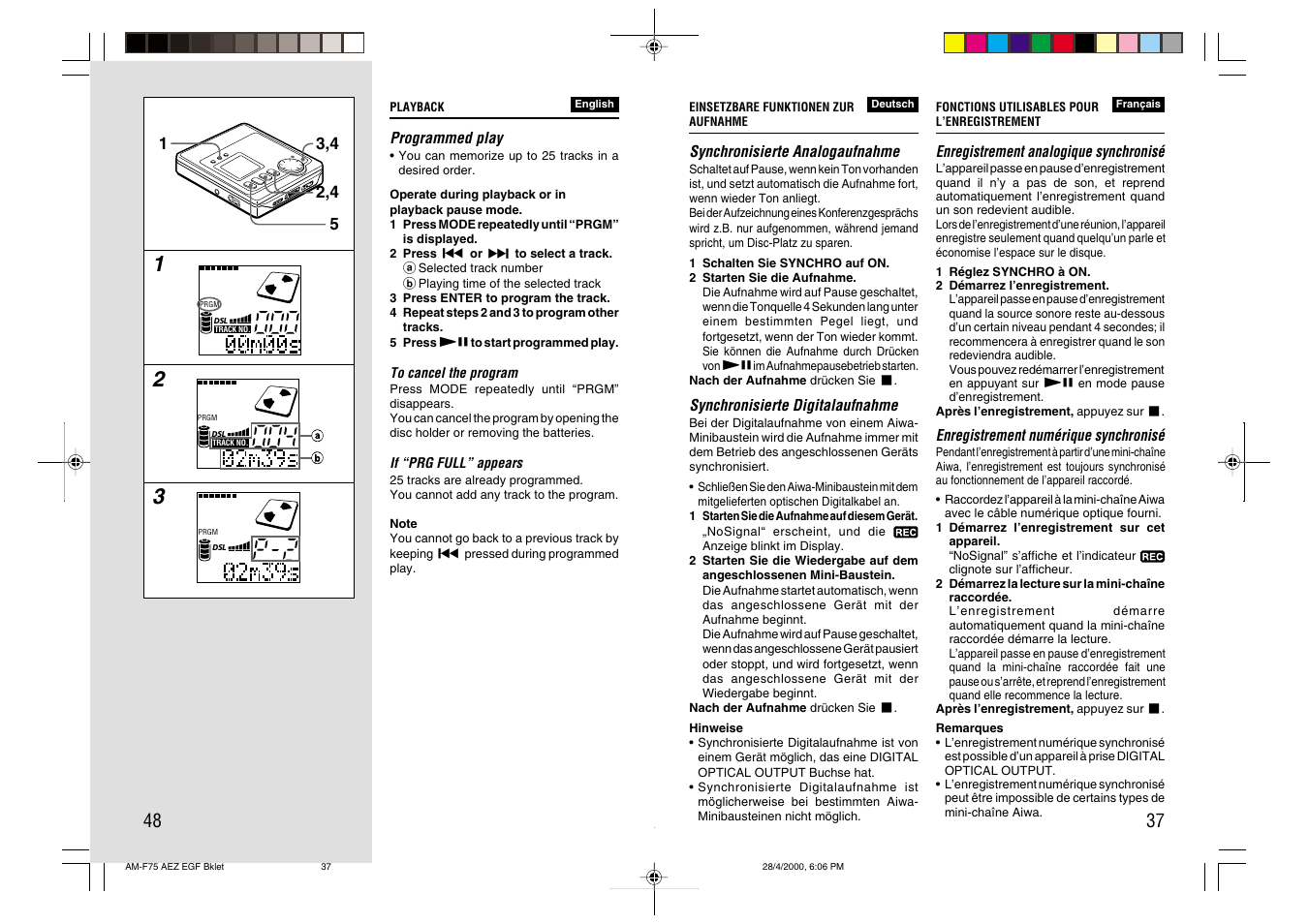 Aiwa AM-C75 User Manual | Page 37 / 42