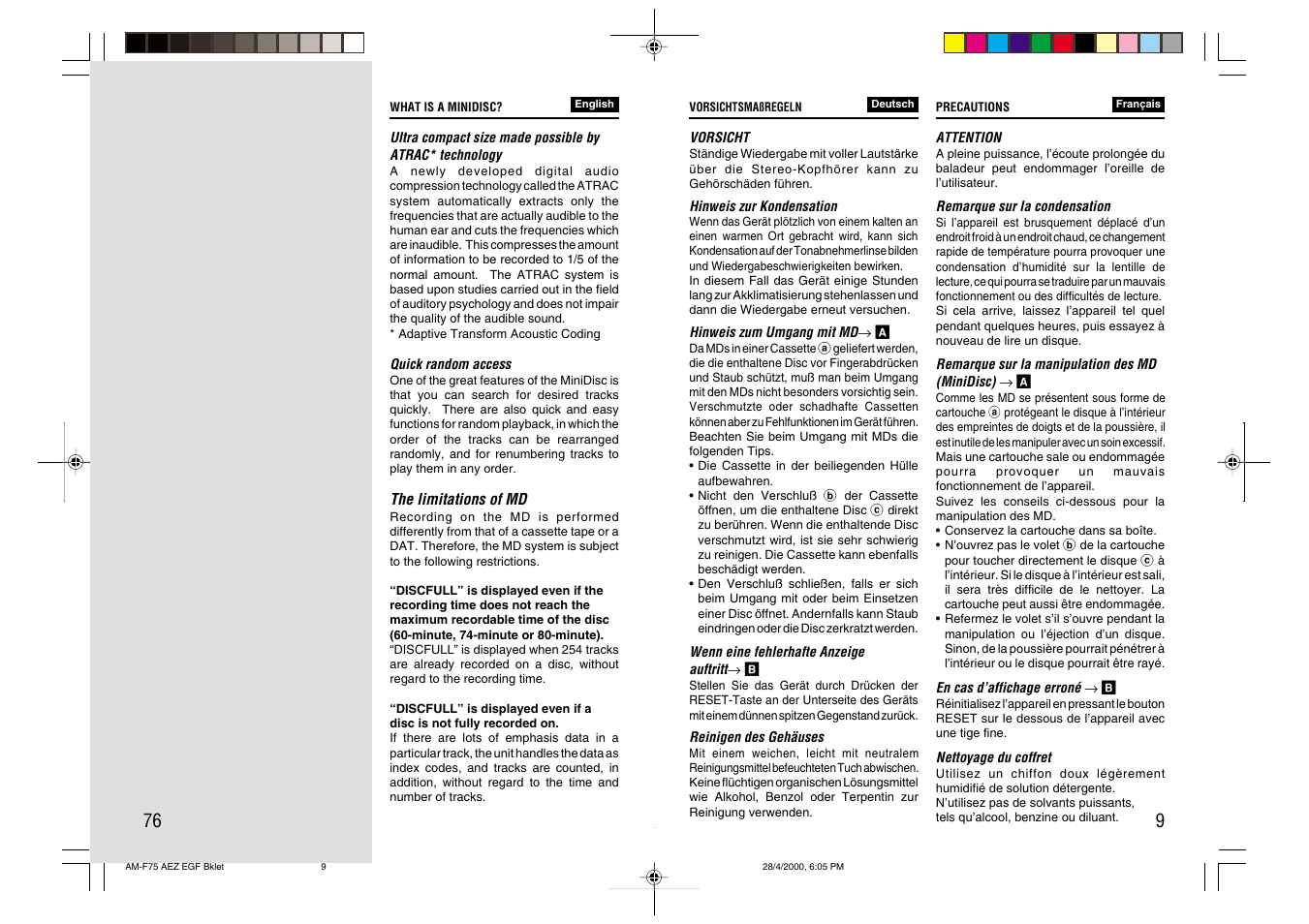 Aiwa AM-C75 User Manual | Page 9 / 42