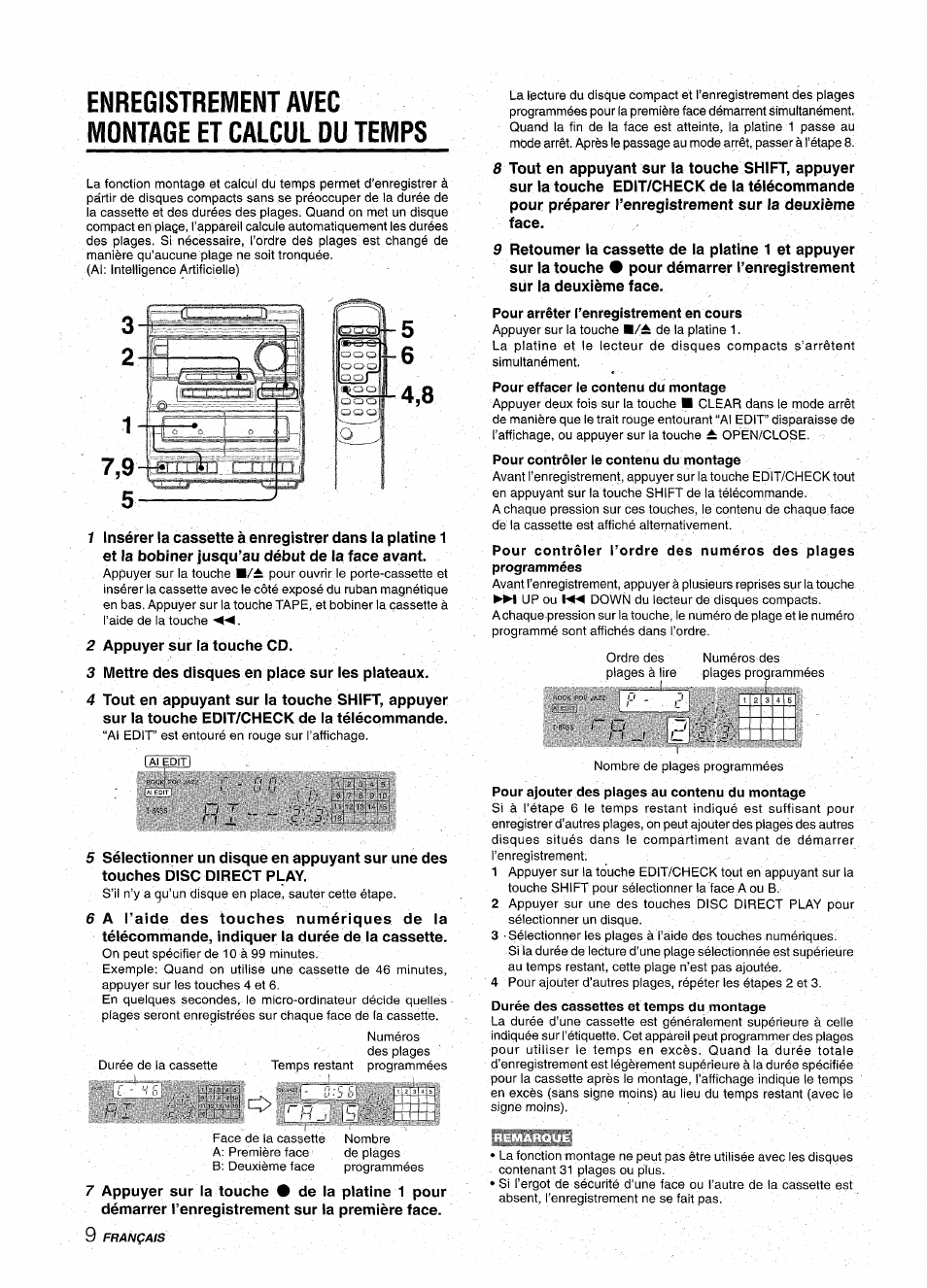 Enregistrement avec montage et calcul du temps, Yjism | Aiwa NSX-A10 User Manual | Page 38 / 44
