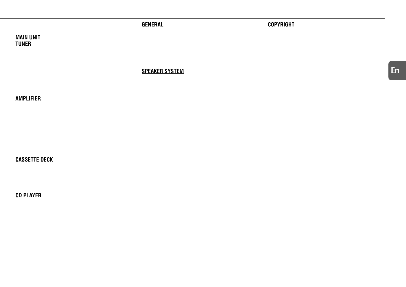 Specifications, 17 en | Aiwa XR-M131 User Manual | Page 17 / 18