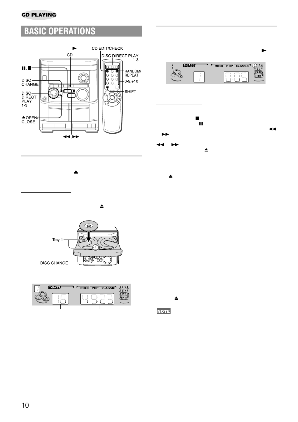 Basic operations, Loading discs, Playing discs | Aiwa NSX-AJ14 User Manual | Page 10 / 56