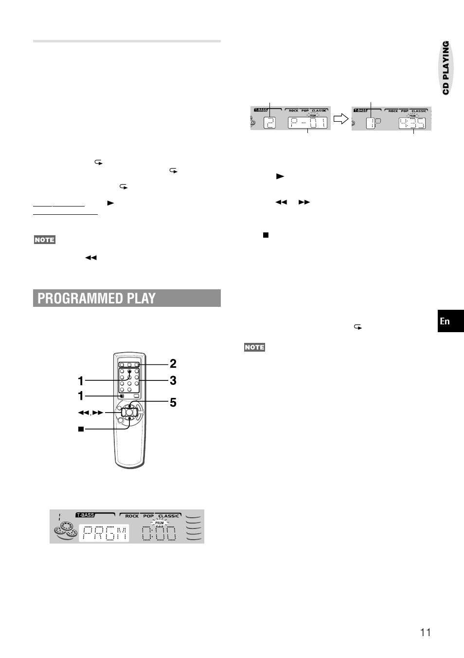 Programmed play, Random /repeat play | Aiwa NSX-AJ14 User Manual | Page 11 / 56