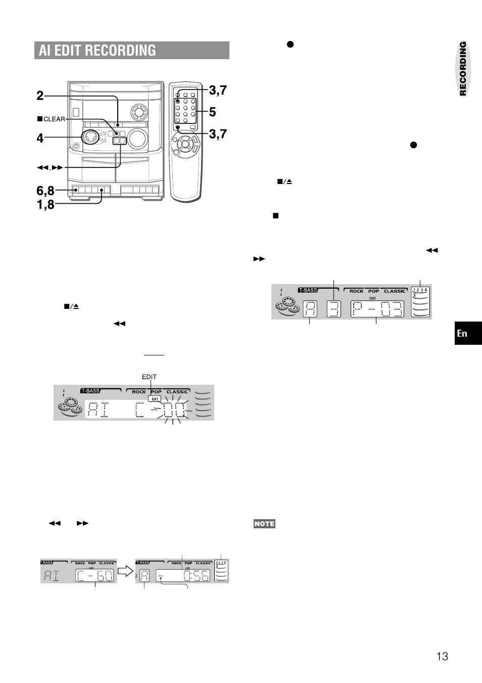 Ai edit recording | Aiwa NSX-AJ14 User Manual | Page 13 / 56