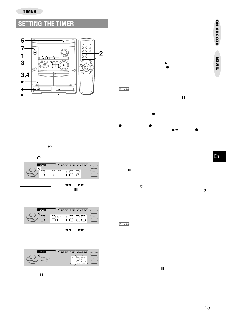 Setting the timer | Aiwa NSX-AJ14 User Manual | Page 15 / 56