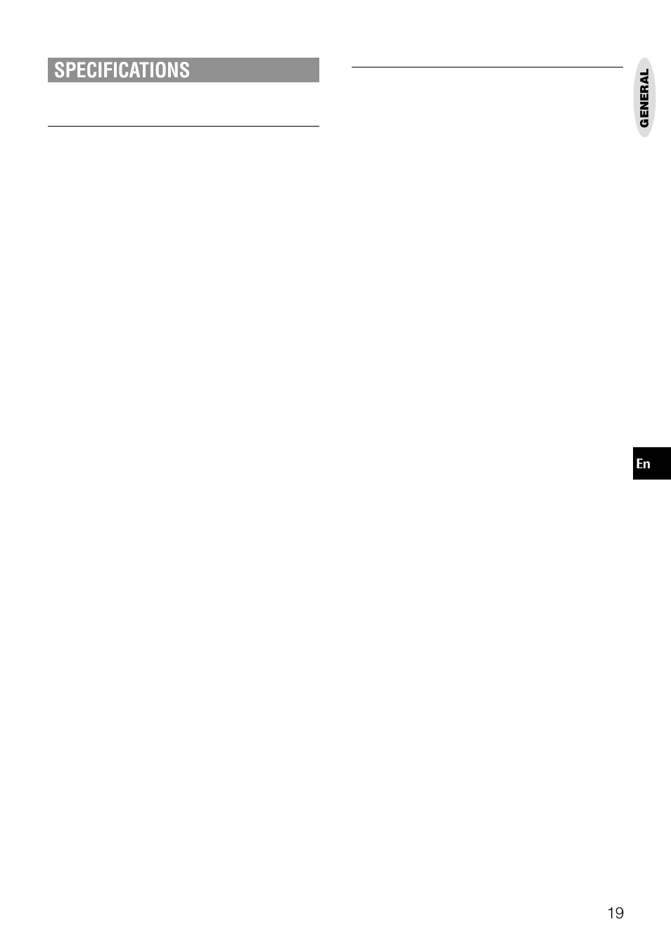Specifications, General | Aiwa NSX-AJ14 User Manual | Page 19 / 56