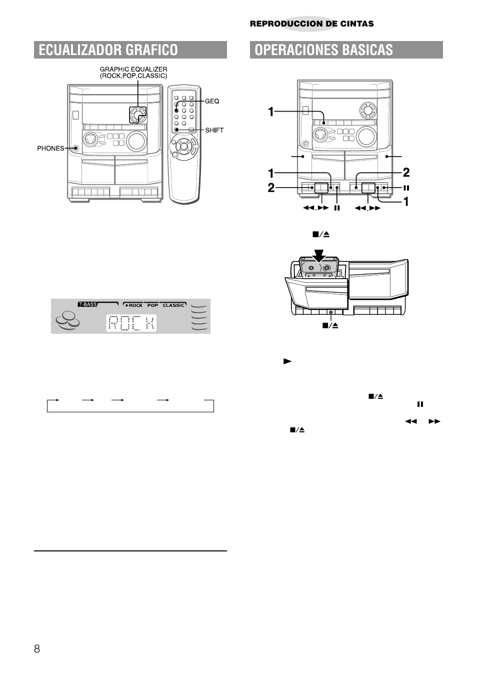 Operaciones basicas, Ecualizador grafico | Aiwa NSX-AJ14 User Manual | Page 27 / 56