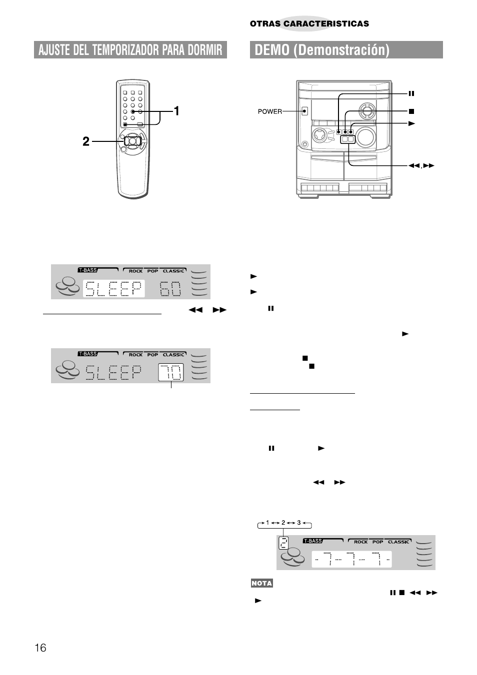 Ajuste del temporizador para dormir, Demo (demonstración) | Aiwa NSX-AJ14 User Manual | Page 35 / 56