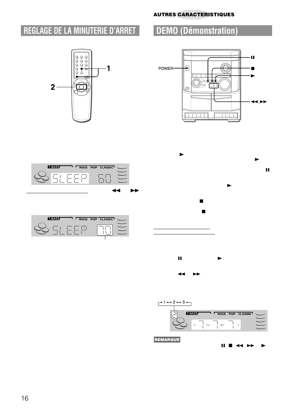 Reglage de la minuterie d’arret, Demo (démonstration) | Aiwa NSX-AJ14 User Manual | Page 53 / 56