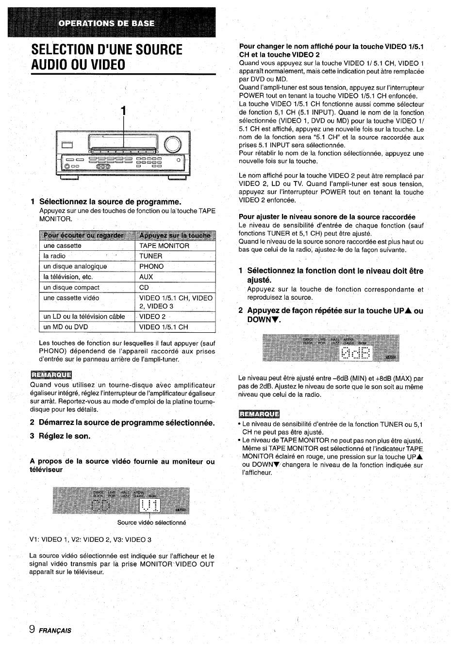 Selection d'une source audio ou video, 1 sélectionnez la source de programme, 2 démarrez la source de programme sélëctionnée | 3 réglez le son, I'il tpt-:rîàlj | Aiwa AV-D30 User Manual | Page 46 / 56