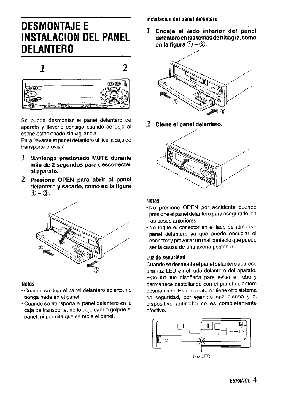 Desmontaje e instalacion del panel delantero | Aiwa CT-FX929M m User Manual | Page 23 / 56