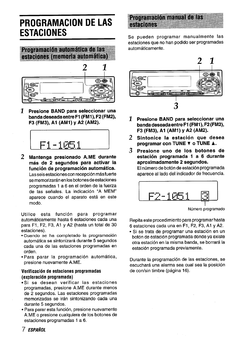 Programacion de las estaciones, Programación manual de las estaciones | Aiwa CT-FX929M m User Manual | Page 26 / 56