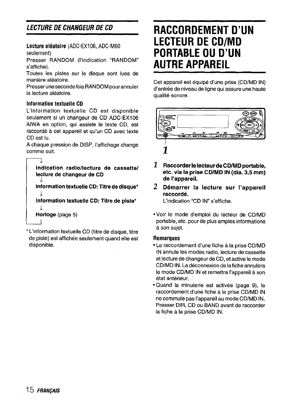 2 démarrer la lecture sur l’appareil raccordé, Lecture de changeur de cd | Aiwa CT-FX929M m User Manual | Page 52 / 56