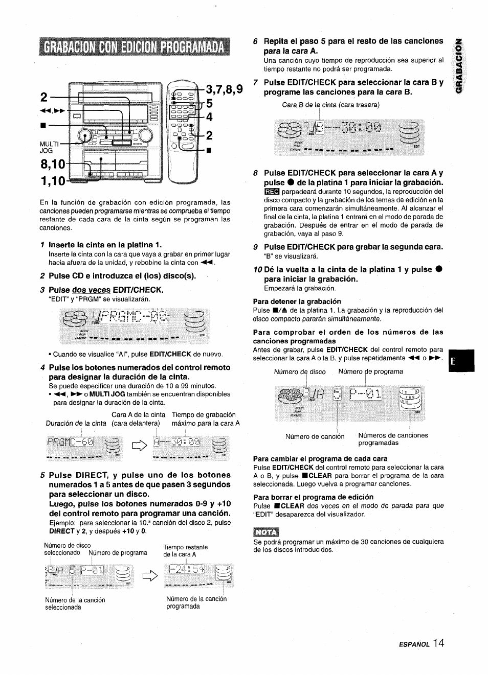 Grabacion con eoicion programada, 38í 00, Te a | Aiwa Z-VR55 User Manual | Page 37 / 68