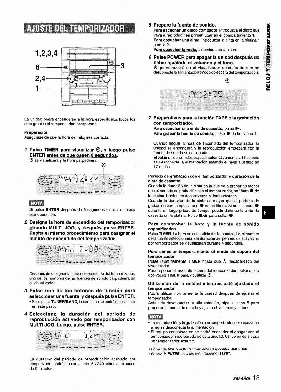 Ajuste del temporizador, Preparación, Hi1l0;;35 | Aiwa Z-VR55 User Manual | Page 41 / 68
