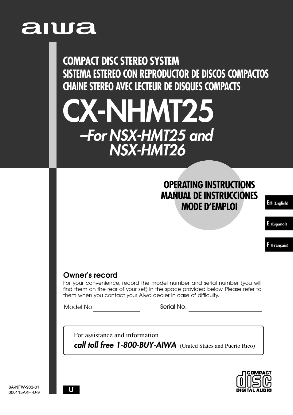 Aiwa NSX-HMT25 User Manual | 74 pages