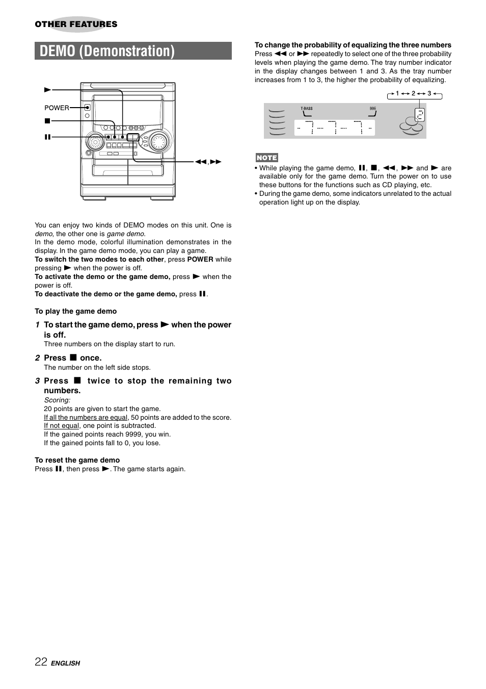 Demo (demonstration) | Aiwa NSX-HMT25 User Manual | Page 22 / 74