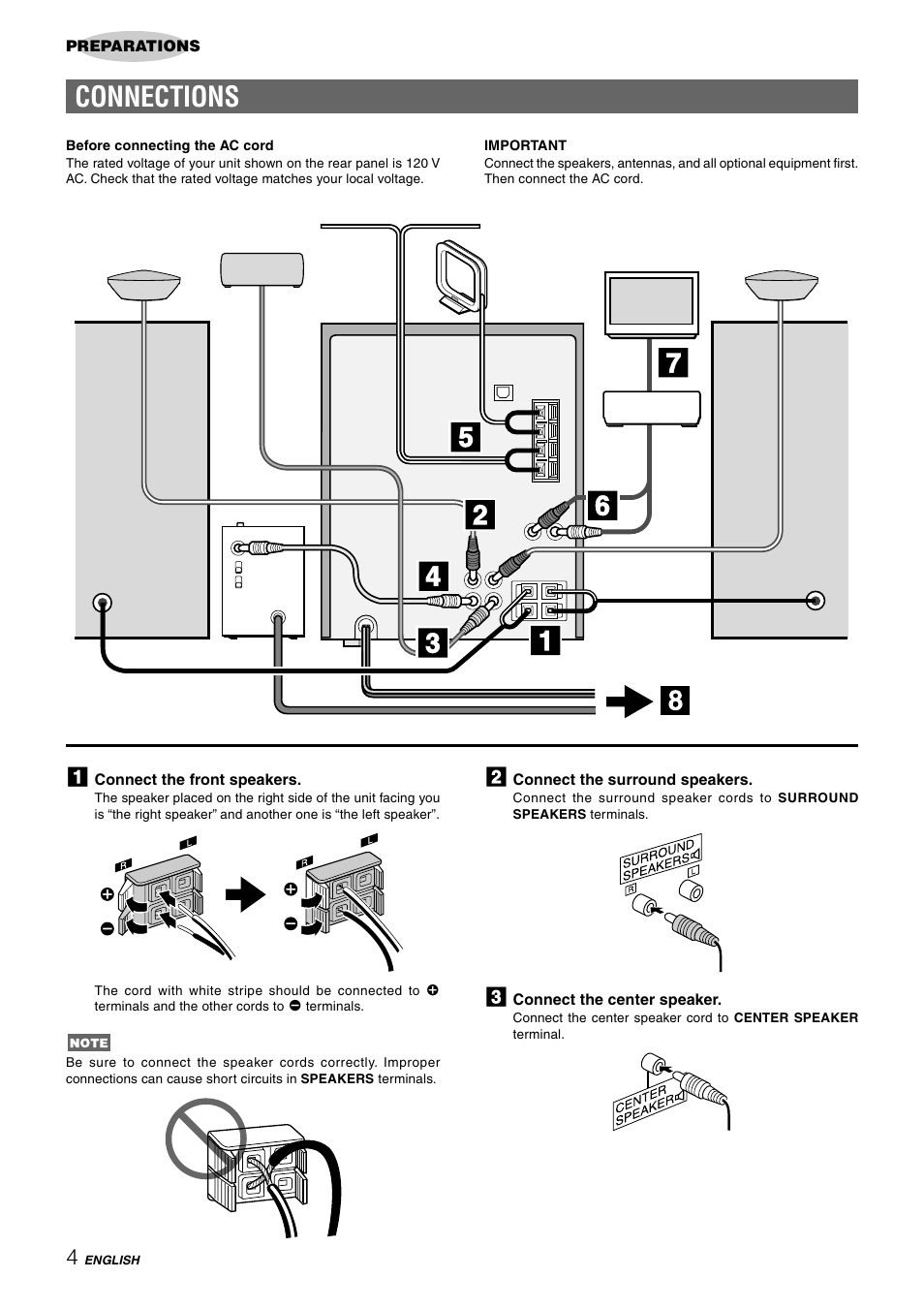Connections | Aiwa NSX-HMT25 User Manual | Page 4 / 74