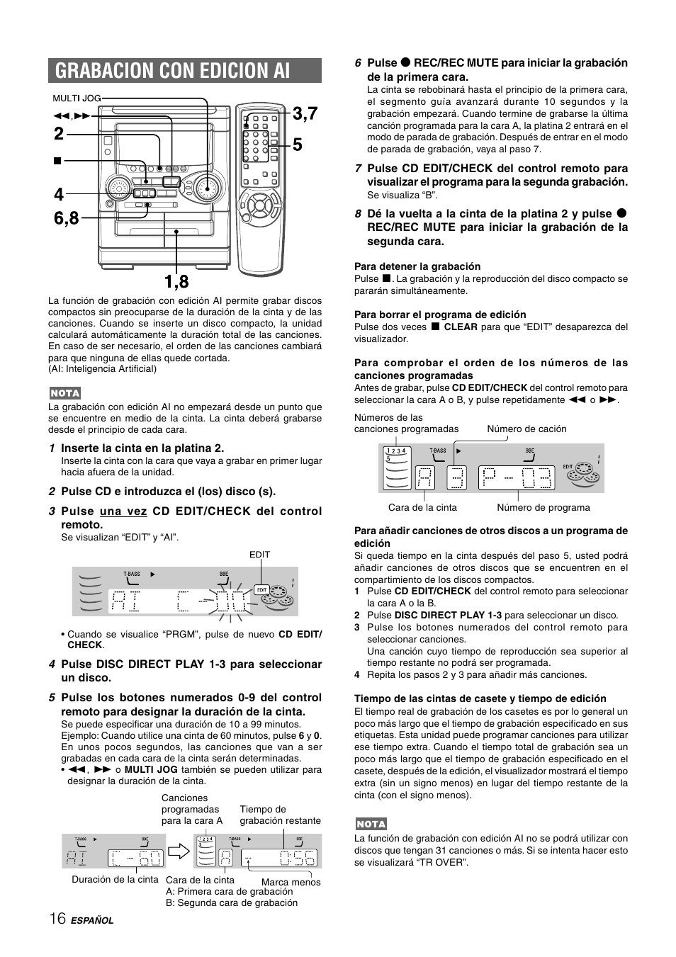 Grabacion con edicion ai | Aiwa NSX-HMT25 User Manual | Page 41 / 74