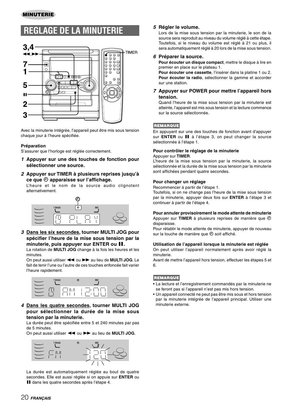 Reglage de la minuterie | Aiwa NSX-HMT25 User Manual | Page 69 / 74