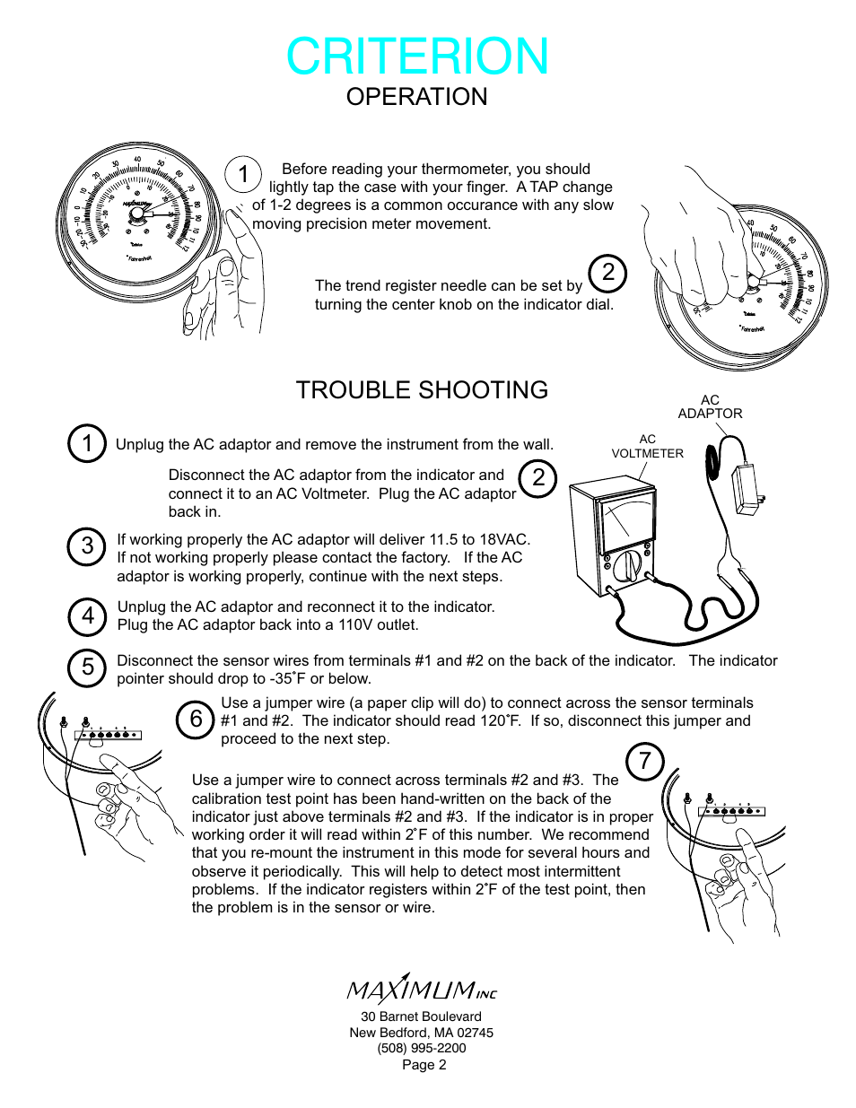 Criterion, Operation trouble shooting | Maximum Criterion User Manual | Page 2 / 4