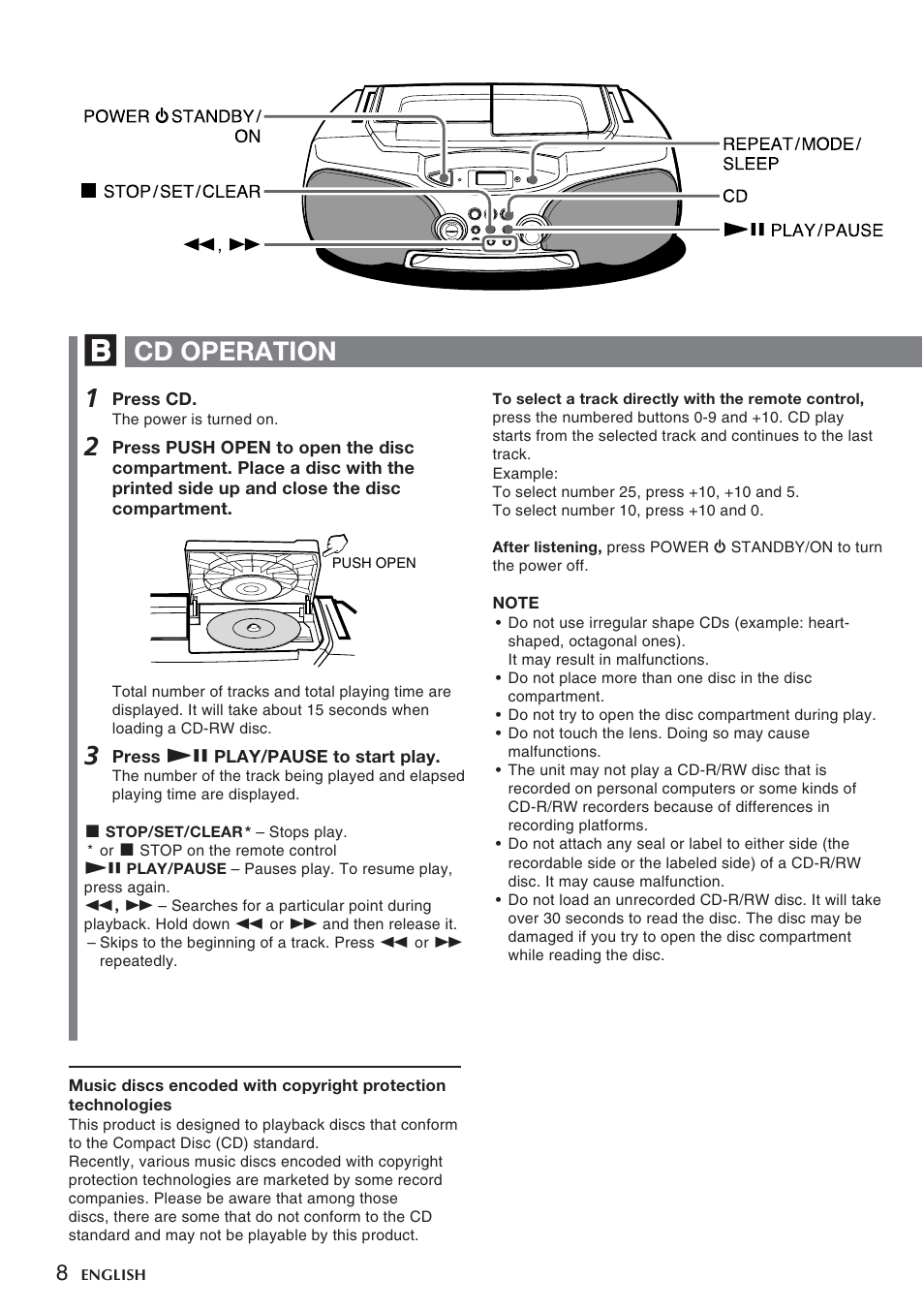 Cd operation | Aiwa CSD-FD99 User Manual | Page 8 / 12