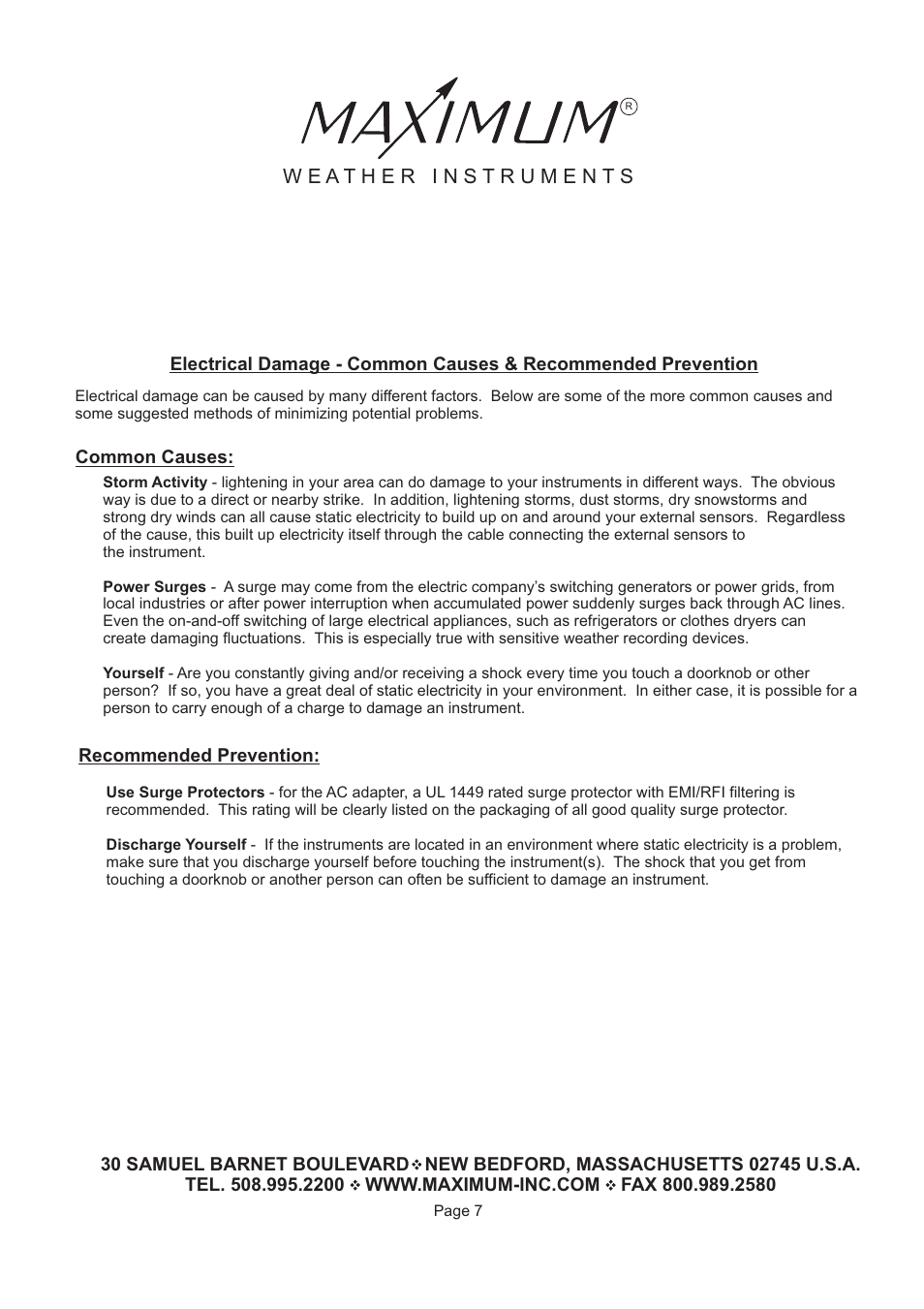 Maximum Rainwatch User Manual | Page 7 / 7