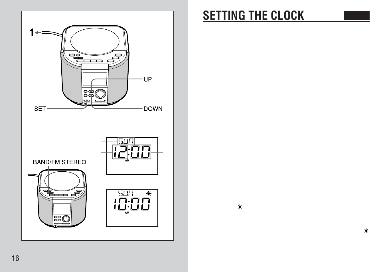 Setting the clock | Aiwa FR-TC5000 User Manual | Page 16 / 48
