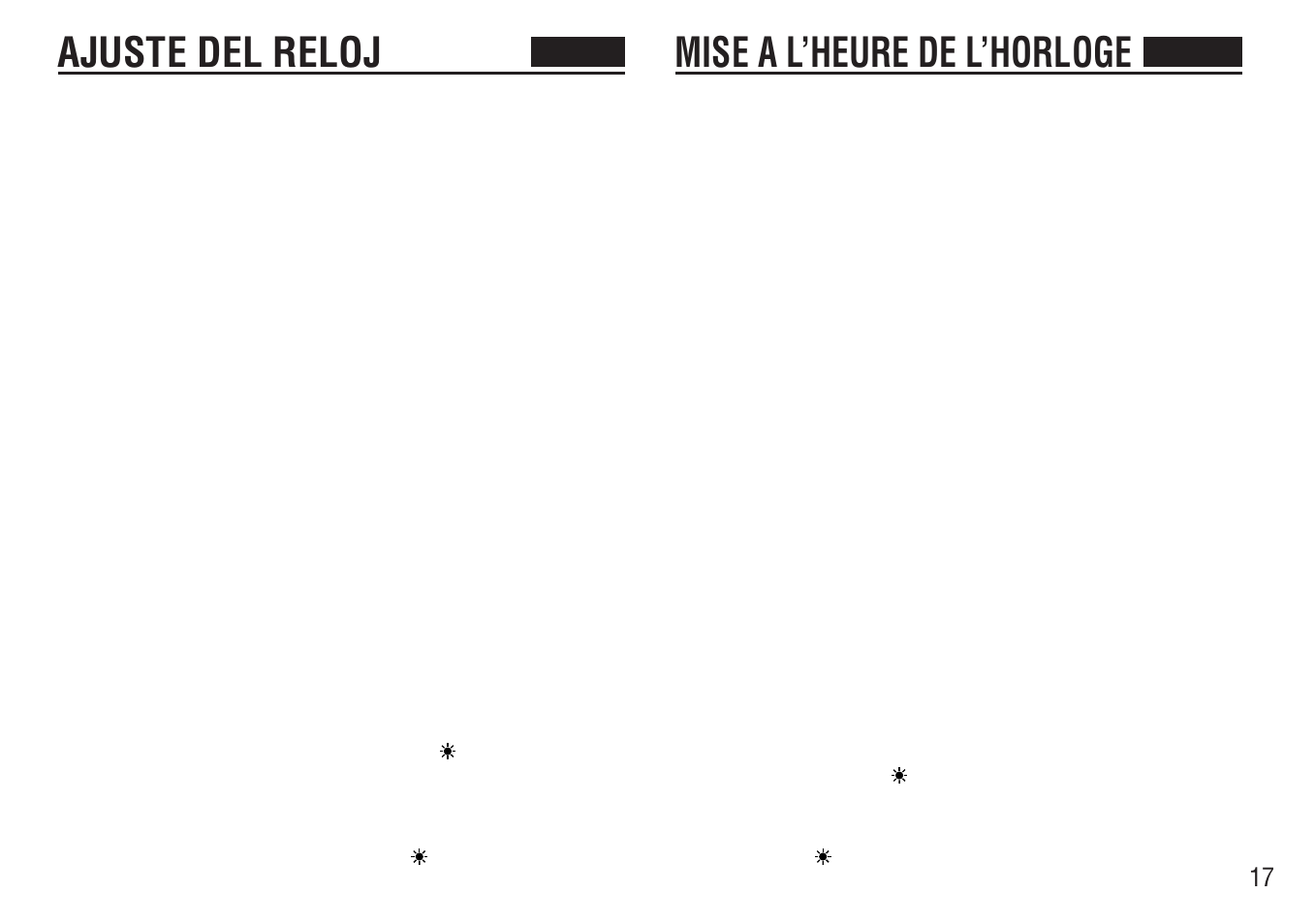 Ajuste del reloj, Mise a l’heure de l’horloge | Aiwa FR-TC5000 User Manual | Page 17 / 48