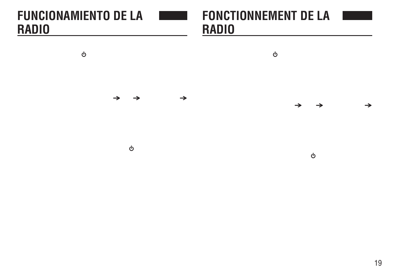 Funcionamiento de la radio, Fonctionnement de la radio | Aiwa FR-TC5000 User Manual | Page 19 / 48