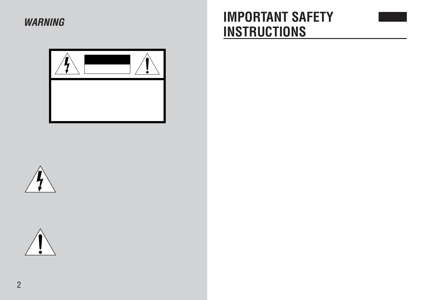 Important safety instructions, Warning | Aiwa FR-TC5000 User Manual | Page 2 / 48