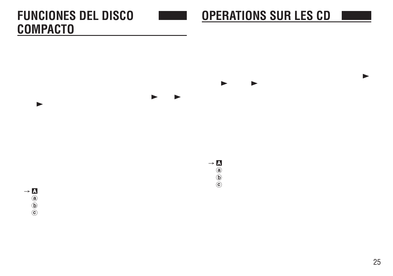 Funciones del disco compacto, Operations sur les cd | Aiwa FR-TC5000 User Manual | Page 25 / 48