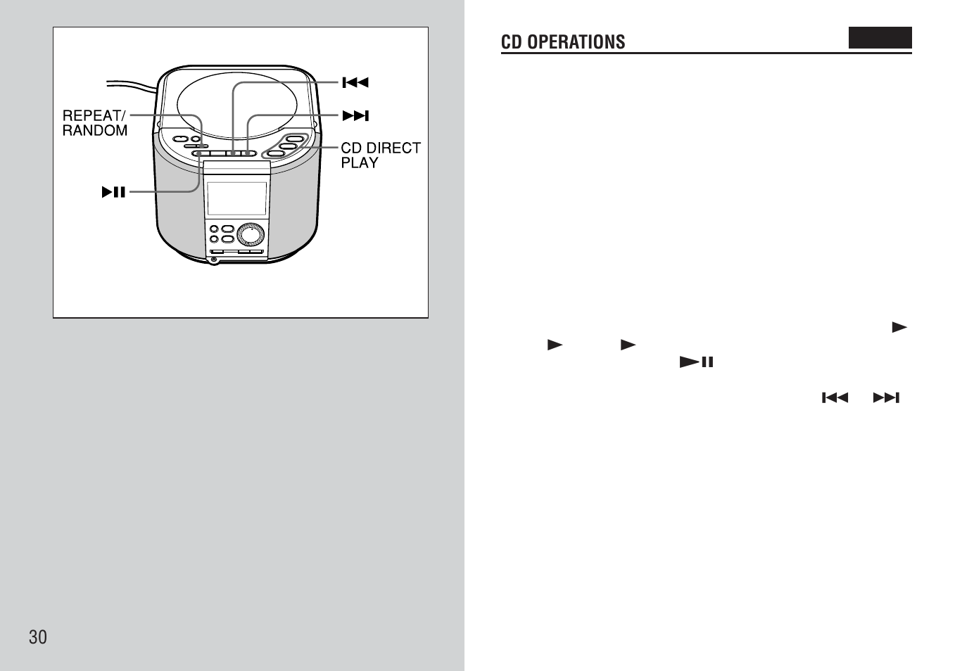 Repeat/random playback, Cd operations | Aiwa FR-TC5000 User Manual | Page 30 / 48