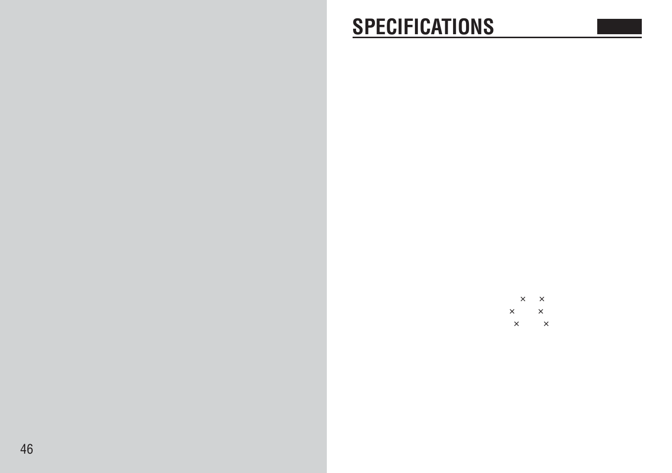 Specifications | Aiwa FR-TC5000 User Manual | Page 46 / 48