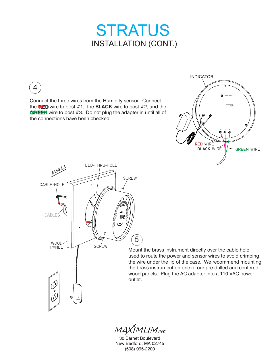 Stratus, Installation (cont.) 5 | Maximum Stratus User Manual | Page 2 / 8