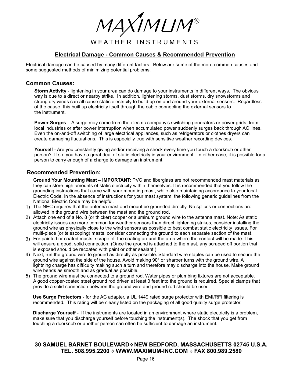 Maximum Wireless Maestro User Manual | Page 16 / 16