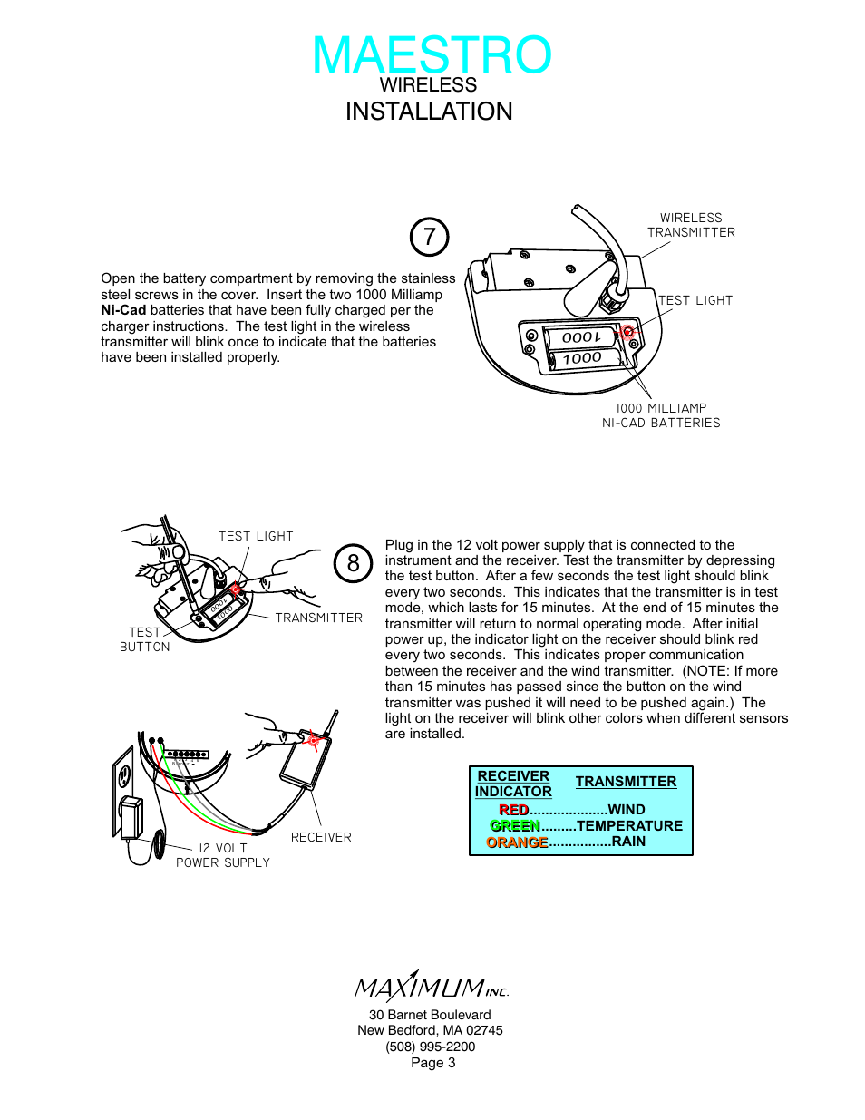 Maestro, Installation, Wireless | Maximum Wireless Maestro User Manual | Page 3 / 16