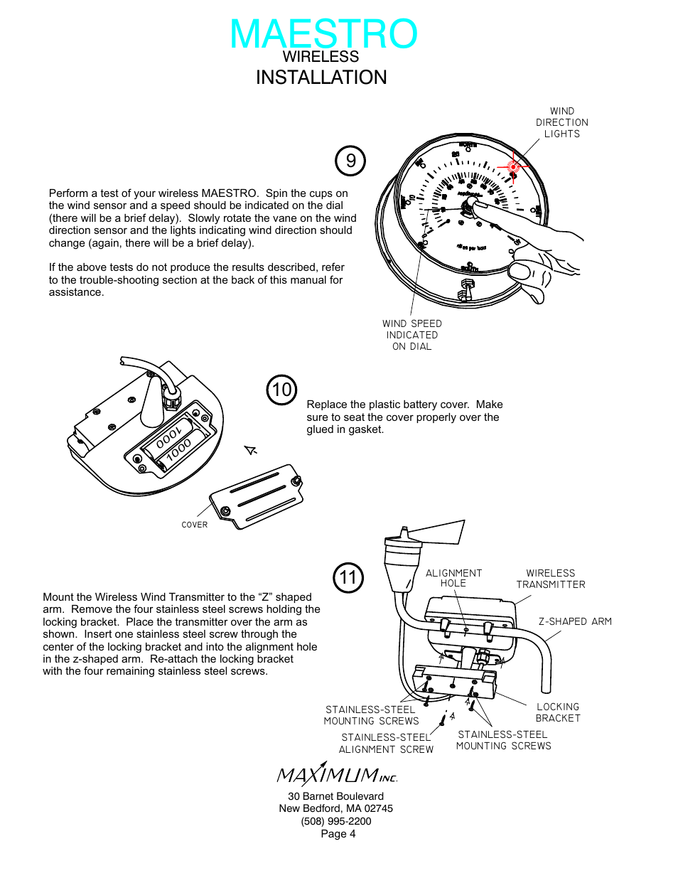 Maestro, Installation, Wireless | Maximum Wireless Maestro User Manual | Page 4 / 16