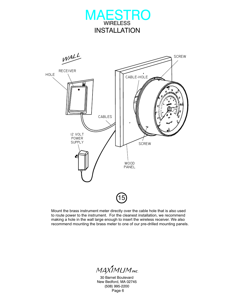 Maestro, Installation, Wa ll | Maximum Wireless Maestro User Manual | Page 6 / 16