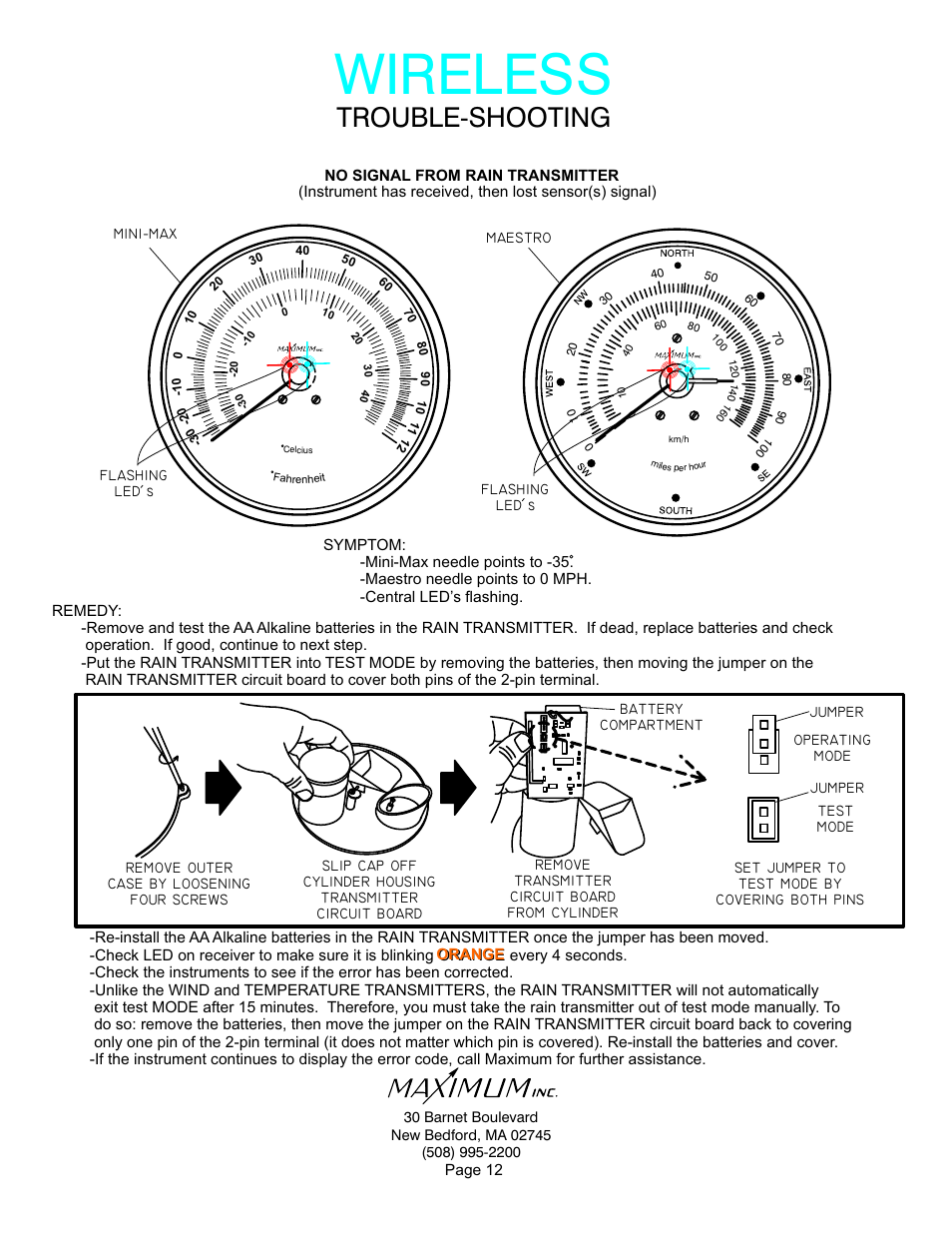 Wireless, Trouble-shooting | Maximum Wireless Mini-Max User Manual | Page 12 / 14