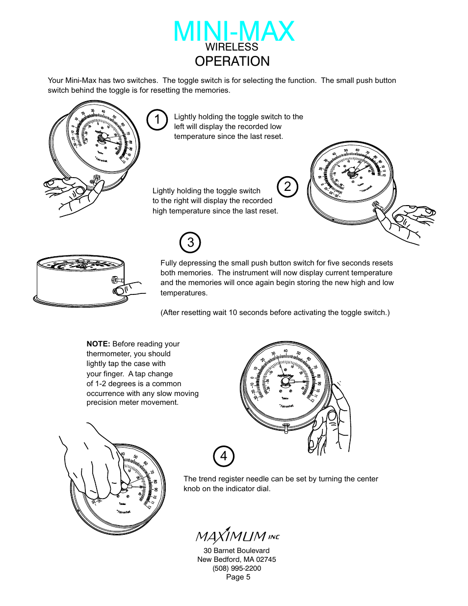 Mini-max, Operation | Maximum Wireless Mini-Max User Manual | Page 5 / 14