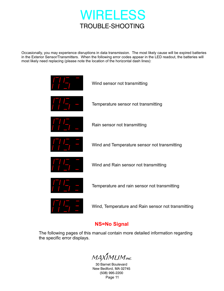 Wireless, Trouble-shooting | Maximum Wireless Merlin User Manual | Page 11 / 18