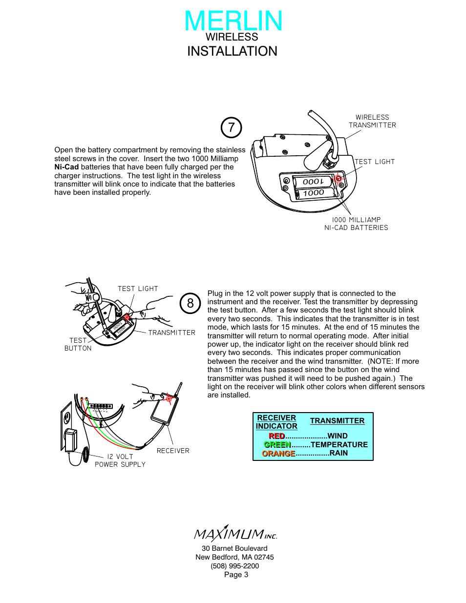 Merlin, Installation, Wireless | Maximum Wireless Merlin User Manual | Page 3 / 18