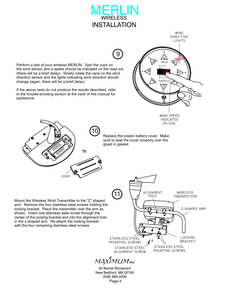 Merlin, Installation, Wireless | Maximum Wireless Merlin User Manual | Page 4 / 18